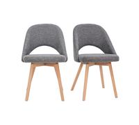 Chaises scandinaves en tissu effet velours texturé gris et bois clair (lot de 2) COSETTE