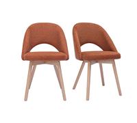 Chaises scandinaves en tissu effet velours texturé terre brûlée et bois clair (lot de 2) COSETTE