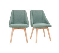 Chaises scandinaves en tissu effet velours texturé vert céladon et bois clair (lot de 2) HIGGINS