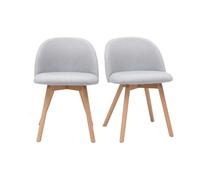 Chaises scandinaves en tissu gris clair et bois clair massif (lot de 2) CELESTE