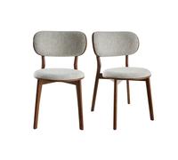Chaises scandinaves en tissu gris clair et bois foncé noyer (lot de 2) FAUVETTE