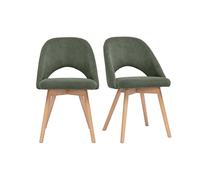 Chaises scandinaves en tissu velours côtelé vert kaki et bois clair (lot de 2) COSETTE