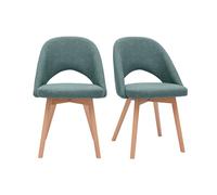 Chaises scandinaves en tissu vert de gris et bois clair (lot de 2) COSETTE