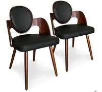 Menzzo - Chaises scandinaves Galway - Bois noisette et blanc - Lot de 2 - Confortable et chic