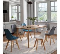 IDMarket Chaises Sara scandinaves - Lot de 6 mix Blanc, Gris clair, Bleu canard x2, Gris foncé x2