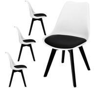 Chaises scandinaves - SPRINGOS - Springos® - Lot de 4 - Assise rembourrée - Blanc/Noir - 125 kg