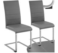 Chaises - TECTAKE - Lot de 2 chaises BETTINA rembourrées revêtement en cuir synthétique dossier ergonomique 41 x 52 x 99 cm - Gris