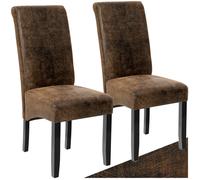 Chaises - TECTAKE - Lot de 2 fauteuils de salle à manger aspect cuir avec revêtement synthétique et forme ergonomique - Marron foncé