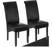 Chaises - TECTAKE - Lot de 2 fauteuils de salle à manger aspect cuir synthétique et ergonomique, 44 x 63 x 106 cm - Noir