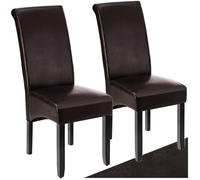 Chaises - TECTAKE - Lot de 2 fauteuils de salle à manger aspect cuir synthétique et ergonomique, 44 x 63 x 106 cm - Marron