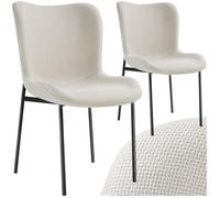 Chaises - TECTAKE - Lot de 2 fauteuils rembourrés TESSA avec revêtement en tissu et forme ergonomique - Noir/Blanc