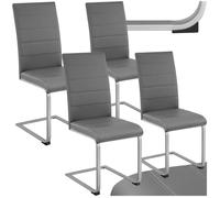 Chaises - TECTAKE - Lot de 4 chaises BETTINA rembourrées revêtement en cuir synthétique dossier ergonomique 41 x 52 x 99 cm - Gris