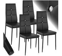 Chaises - TECTAKE - Lot de 4 chaises de salle à manger JULIEN avec strass et revêtement en cuir synthétique, 40 x 42 x 97 cm - Noir
