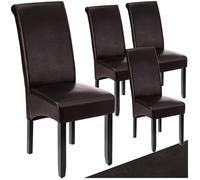 Chaises - TECTAKE - Lot de 4 fauteuils de salle à manger aspect cuir avec revêtement synthétique et forme ergonomique - Marron