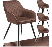 tectake® Lot de 4 Chaise de Salle à Manger rembourrée Moderne Chaise Velours Fauteuil Salon Chaise Scandinave Pieds en Acier Élégant Chaise Coiffeuse, Chambre, Coiffeuse, Salon, Cuisine, Dressing