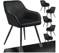 tectake® Lot de 6 Chaise de Salle à Manger rembourrée Moderne Chaise Velours Fauteuil Salon Chaise Scandinave Pieds en Acier Élégant Chaise Coiffeuse, Chambre, Coiffeuse, Salon, Cuisine, Dressing