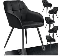 tectake® Lot de 6 Chaises de Salle à Manger rembourrées Modernes Chaise Velours satiné Fauteuil Salon Chaise Scandinave Pieds en Acier Chaises pour Coiffeuse, Chambre, Coiffeuse, Salon, Dressing