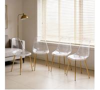 Chaises transparentes modernes - Ensemble de 4 chaises - Pieds dorés - Acrylique transparent - Design minimaliste