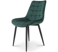 Chaises vertes style scandinave KOSMI - Lot de 2 - Assise en tissu rembourré et pieds en métal noir