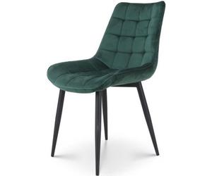 Chaises vertes style scandinave KOSMI - Lot de 2 - Assise en tissu rembourré et pieds en métal noir