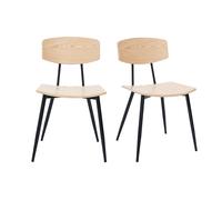 Chaises vintage en bois clair chêne et métal noir (lot de 2) JOLINE