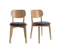 Chaises vintage en bois clair chêne et noir (lot de 2) LUCIA