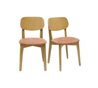 Chaises vintage en bois clair chêne et tissu effet velours terracotta (lot de 2) LUCIA