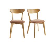 Chaises vintage en bois clair chêne et tissu effet velours terre brûlée (lot de 2) DOVE