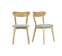 Chaises vintage en bois clair chêne et tissu effet velours vert céladon (lot de 2) DOVE