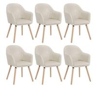 Chaises WOLTU - Contemporain, velours & bois, crème (Lot de 6)