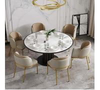 Chaises - YEHTOKHOME - Lot de 6 - Pieds métal - Tissu lin beige & kaki - Style scandinave