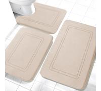 chakme Tapis de Bain 3 pièces Beige, Tapis Salle de Bain antidérapant | Absorbant tapis de salle de bain, mousse à mémoire de forme shower mat, lavable machine tapis sortie de douche