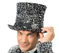 Chaks - Chapeau haut-de-forme à paillettes, couvre-chef pour adulte