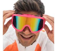 Chaks - Lunettes de ski style années 80/90, lunettes flashy au look rétro pour festival, après-ski, fêtes, Rose