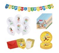 Chaks - Set officiel Astérix pour enfants, assiettes, serviettes, ballons, invitations et guirlande, décoration d'anniversaire sur le thème des bandes dessinées
