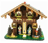 Chalet météo toit en bois naturel forêt thermomètre hauteur 22 cm
