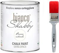 CHALK PAINT Blanc naturel & PINCEAU - Peinture Shabby Chic Vintage EXTRA OPACA (1 litre) + Pinceau professionnel (40 mm)
