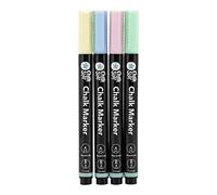 Chalk Star Lot de 4 marqueurs à craie liquide pastel pour tableau, tableau noir, fenêtre ou verre - Pointe ronde de 1 à 2 mm - Idéal pour les panneaux et la publicité