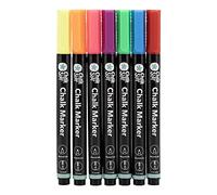 Chalkstar Lot de 7 marqueurs à craie liquide colorés pour tableau noir, tableau à magnésie, fenêtre ou verre - Pointe ronde de 1 à 2 mm - Idéal pour les panneaux et les publicités