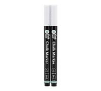 CHALKSTAR - Set de 2 Feutres Craie - Pointe 1-2 mm - Couleur Blanc | Pour Restaurants, Hôtels, Bars, Cafés - Pointe Fine - Non Toxique