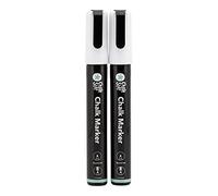 CHALKSTAR - Set de 2 marqueurs à Craie Liquide - Couleur Blanc | Pointe ronde de - 2 à 4 mm - Idéal pour les panneaux - et les publicités