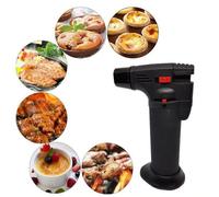 Chalumeau Cuisine Pâtisserie Rechargeable Noir - Flambage Crème Brûlée, Réglable, Sécurité Anti-Flamme, Allume Gaz