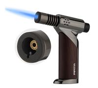 Chalumeau de cuisine pour la cuisine et le bricolage - Chalumeau à souder avec fermeture de sécurité et flamme réglable - Briquet à gaz butane rechargeable pour barbecue, crème brûlée, soudure