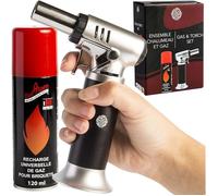 Chalumeau de Cuisine Professionnel avec Bouteille de Gaz Incluse - Contrôle Précis de Flamme,Facilité d'Utilisation Durabilité
