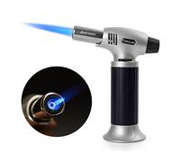 Chalumeau de cuisine rechargeable avec verrouillage de sécurité et flamme réglable, idéal pour crème brûlée, dessert, barbecue, bricolage (Noir)