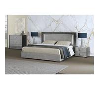 Chambre 160x200cm Gris Effet Pierre avec Leds - HYDE - ALTOBUY Gris G