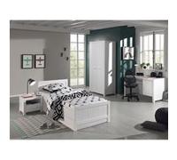 Chambre 90x200cm + Armoire 2P + Bureau - GASTON - ALTOBUY Blanc G