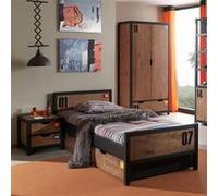 Chambre 90x200cm avec Armoire 3 Portes en Pin Massif - TCHAD - ALTOBUY Marron G