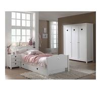 Chambre 90x200cm + Chevet + Armoire 3 Portes - MILADY - ALTOBUY Blanc G
