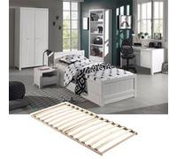 Chambre 90x200cm + Sommier + Armoire 2P + Pack Bureau - GASTON - ALTOBUY Blanc G